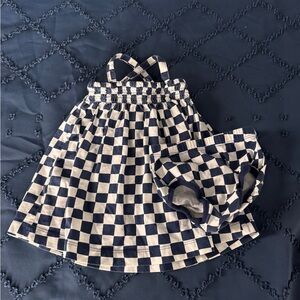 Hanna Andersson Navy and White Check Dress with Bloomer
